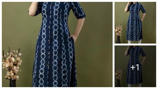 Women Ethnic Single A-line Rayon Fabric Calf Length Collar Neck Daily Occasion Printed Pattern Three Quarter Sleeves Length Beautiful Trendy Kurti