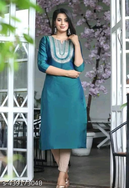 Straight Embroidered Kurta For Women - amamestyle