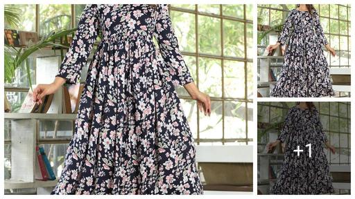 Printed long gown for women