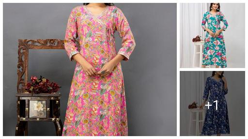 Cotton Kurtis Women's Printed Pattern  with embroidery work