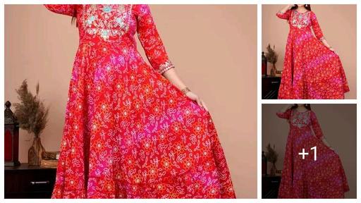Women's Trending Embroidery Work Bandhani Anarkali Kurti 