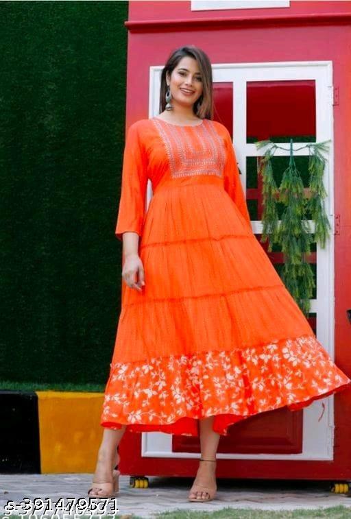 Women Anarkali Kurti with Embroidery n - amamestyle