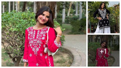 Insha Chikankari Short Rayon Kurti