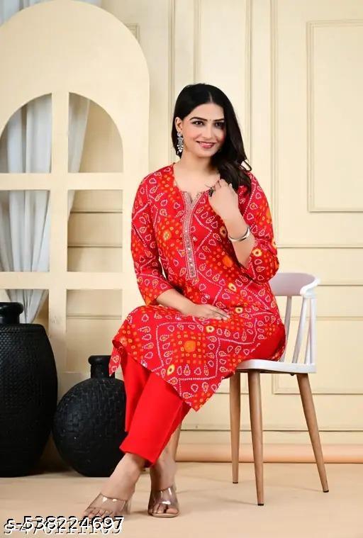 Latest Stylish  Beautiful Kurta with Pant Set - amamestyle