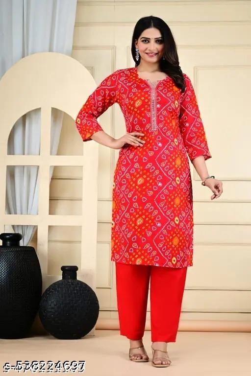 Latest Stylish  Beautiful Kurta with Pant Set - amamestyle