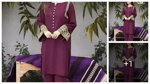 Vine  embroidered full sleeve Long Pakistani kurta with palzzo sets Kurta Fabric : Rayon