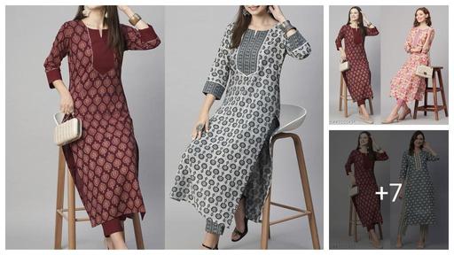 Women's Floral Printed Kurta With Pant Sets ( Combo Of 2)