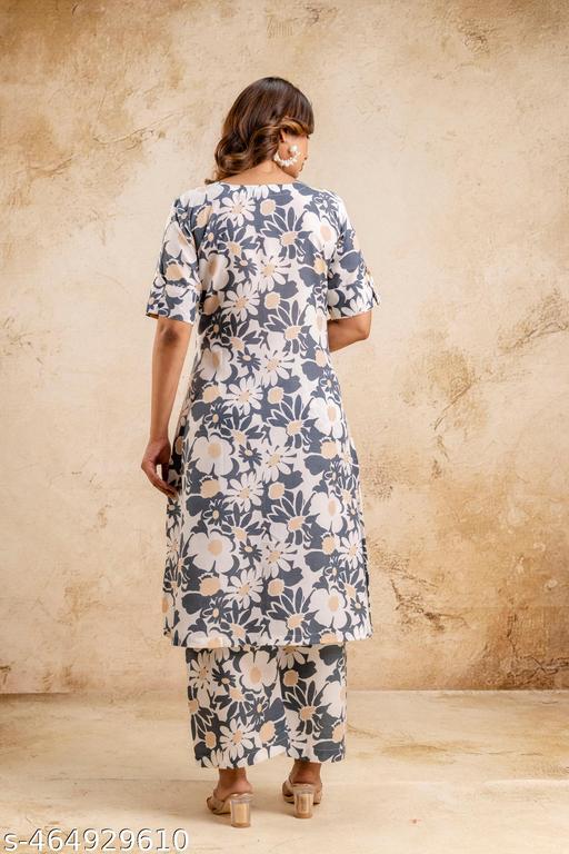 Printed Aline Kurta With Pants Set - amamestyle