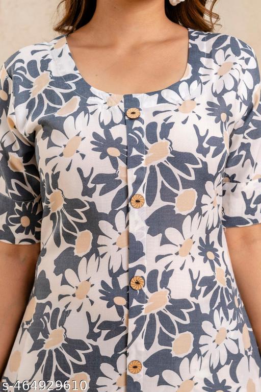 Printed Aline Kurta With Pants Set - amamestyle