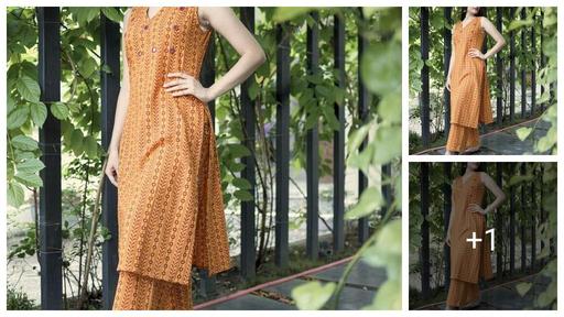 Women Rayon Printed Sleevless Vneck Mirror Work  Kurta Plazzos  Set