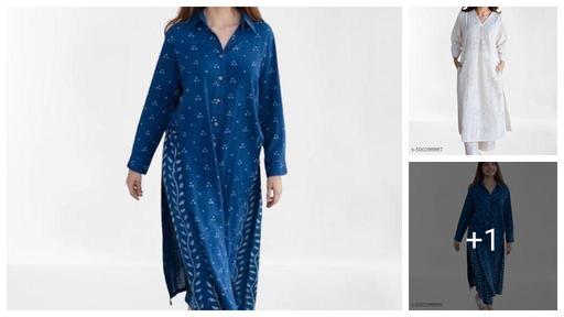 New Printed Kurta Pant Set Blue