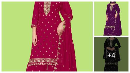Majestic Weaves: Kurti Sharara Dupatta Combo