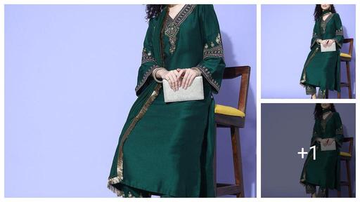 NEW EMBROIDERY  A-LINE KURTI WITH DUPATTA AND BOTTOM WARE