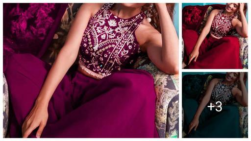 Women Crop Top Palazzo Dupatta Set