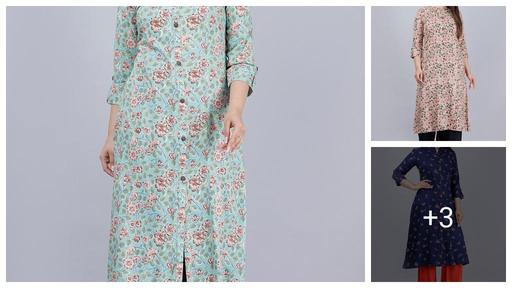 Women Rayon A-line Printed Long Kurti With Palazzos