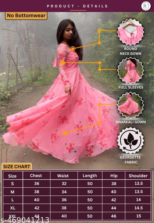 Elegant Blush Pink Floral Anarkali Gown | Festive & Party Wear Ethnic Outfit | Lightweight Long Dress with Dupatta - ARYAMI