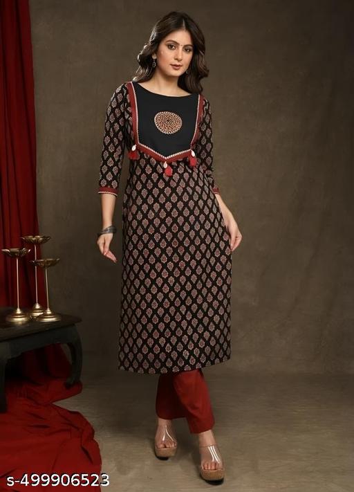Traditional Cotton Ajrakh Printed Kurti For Women - ARYAMI