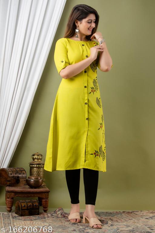 Women Printed Cotton Slub Aline Kurti || Cotton Slub Kurti for Women || Casual Kurta Set || Occasional || Festival || Indian Straight Kurti (Pack Of 1 - ARYAMI