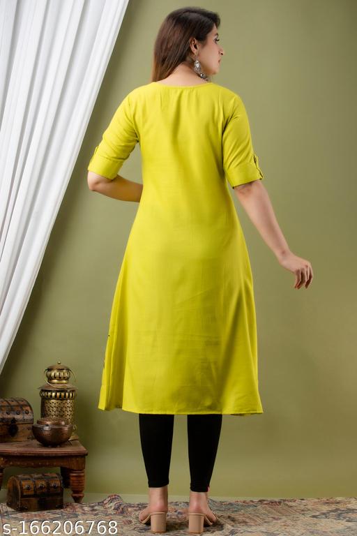 Women Printed Cotton Slub Aline Kurti || Cotton Slub Kurti for Women || Casual Kurta Set || Occasional || Festival || Indian Straight Kurti (Pack Of 1 - ARYAMI