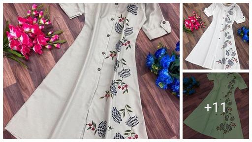 Fashionable Cotton Slub Dijital Print Anarkali Kurti For Women