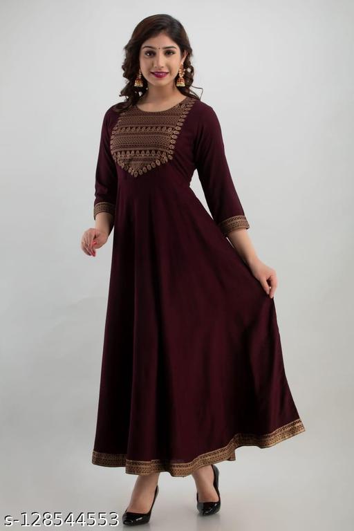 Women Rayon Printed Flared Kurta - ARYAMI