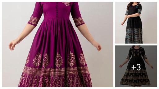 Stylish Rayon Printed Anarkali Flared Kurta