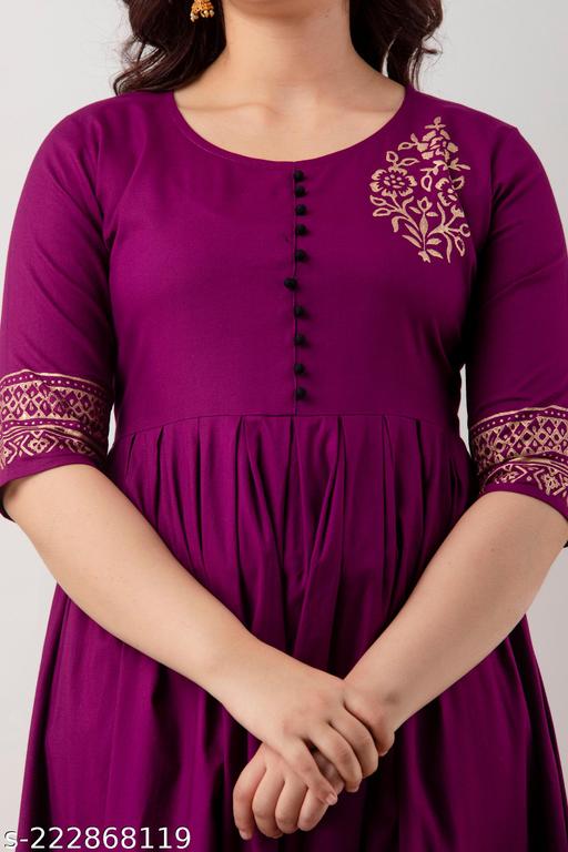 Stylish Rayon Printed Anarkali Flared Kurta - ARYAMI