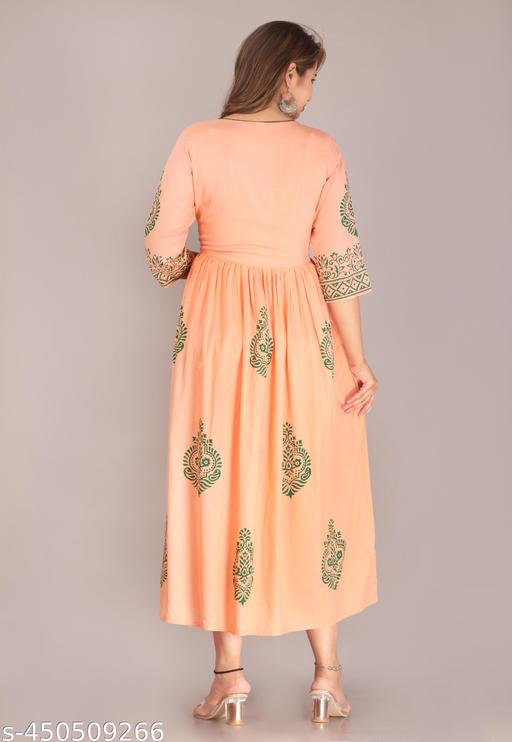 Trendy Rayon Kurti hand block Printed ethnic kurti kurtas for women   - ARYAMI