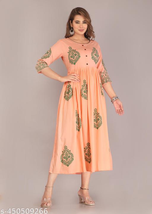 Trendy Rayon Kurti hand block Printed ethnic kurti kurtas for women   - ARYAMI