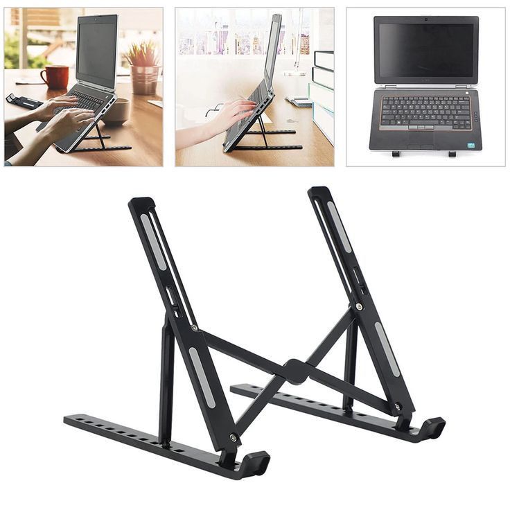 Tabletop Laptop Stand, Ergonomic Adjustable & Ventilated Metal Riser Holder for Desk Fits Upto 15.6 Inch Laptops (Silver) - YOOFIND