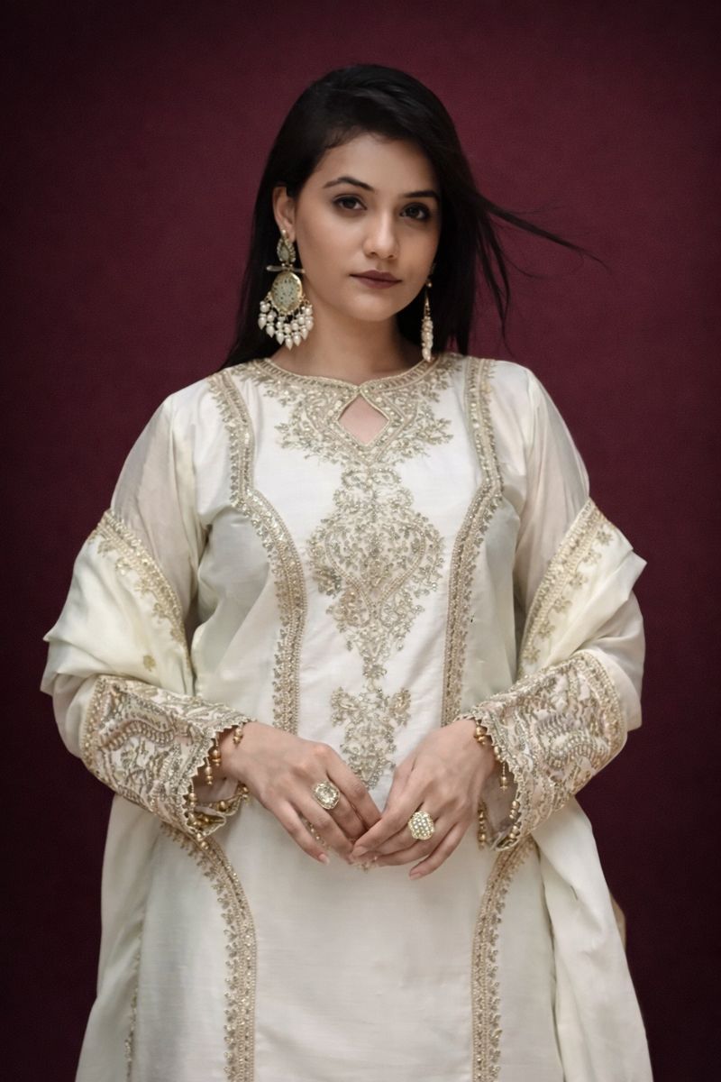 Embroidered Heavy Chinon Silk kurti with embroidered salwar and dupatta Set & Materials new designer havy embroidery work - Savéra collection