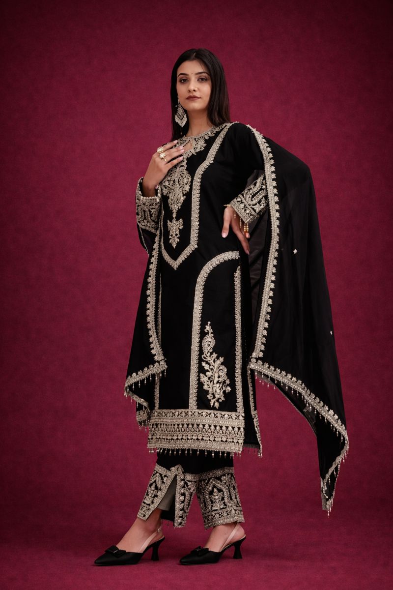 Embroidered Heavy Chinon Silk kurti with embroidered salwar and dupatta Set & Materials new designer havy embroidery work - Savéra collection