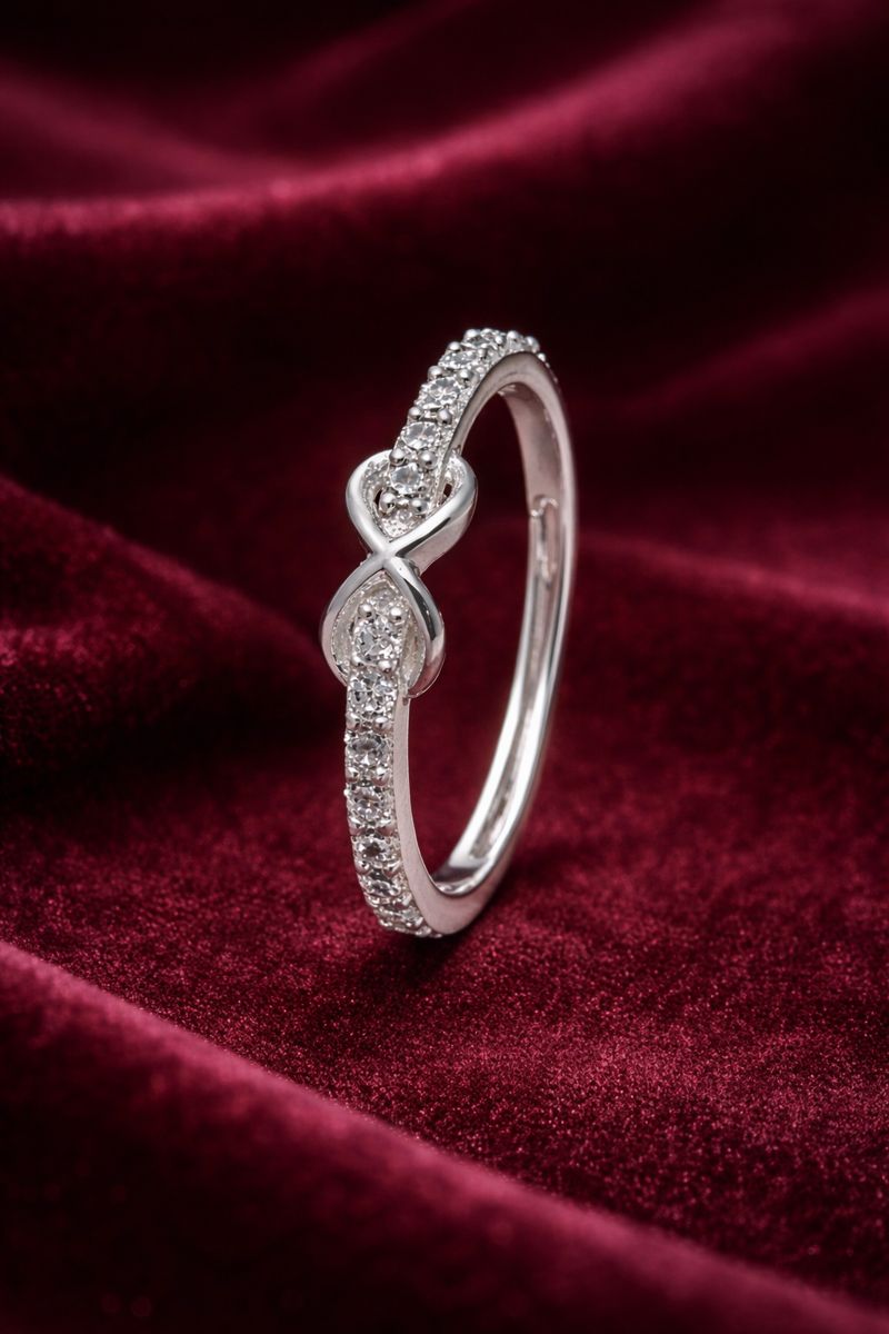 Platinum Plated Silver Crystal Elegant Couple Adjustable Ring Gift for Men and Women - Savéra collection