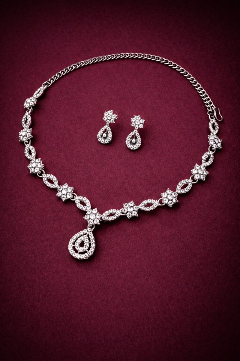 Beautiful Brass Ad Stud Necklace Jewellery Set... - Savéra collection