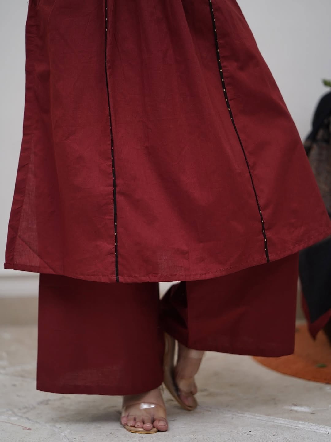 Beautiful A-line kurti with hand mirror work. - Zeyoria