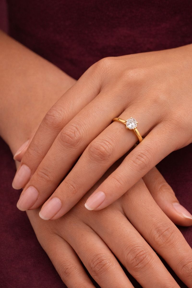 One Gram Gold Single Round Solitaire Rings For Women And Girls - Savéra collection