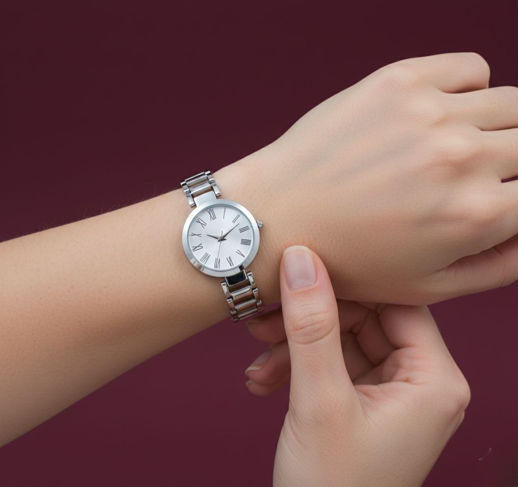 New Solid Designer Black Silver Metal Analog Watches for Women - Savéra collection