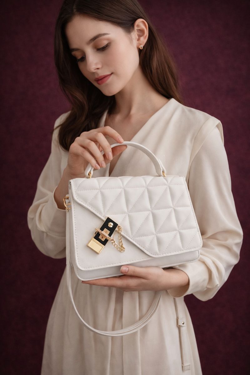 Classy PU Leather White Sling Bag For Girls And Women | Stylish New Sling Bag | HandBag For Women | - Savéra collection