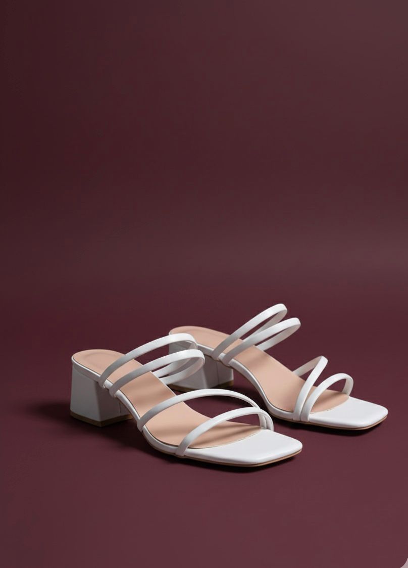 Leather Trending Heels Sandal For Girls And Women white