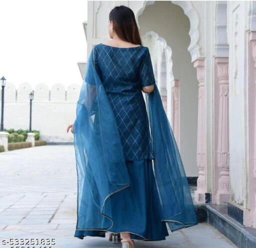 Revivo Kurta & Sharara Set | Trendy Kurta Set | Perfect Kurta Combo | Elegant Sharara Set | Stylish Kurta Bottom Set | Dupatta Set - REVIVO