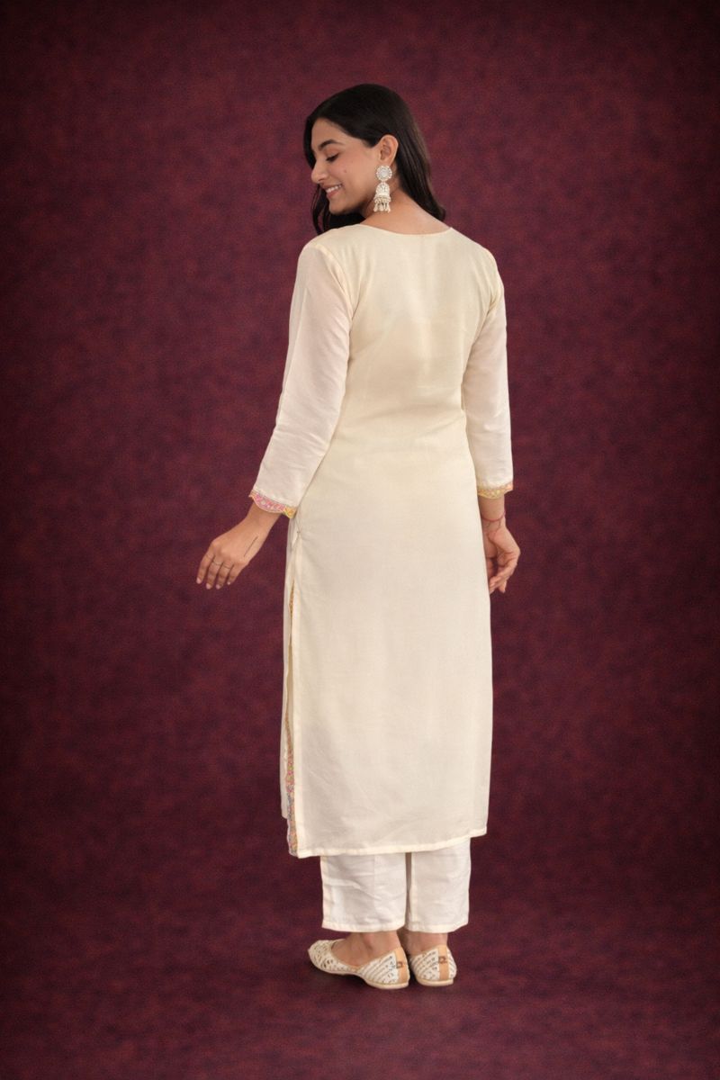 RIVA New Desiner Embrodred Latest Fashion Cream Color Kurti With Bottom Or Dupatta Set  - Savéra collection
