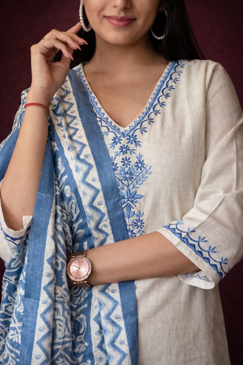 Womens Ethnic Embroidery Top Pant And Dupatta Set - Savéra collection