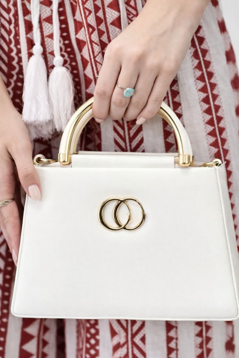 Designer Handbag with gold accents and detachable strap  - Savéra collection