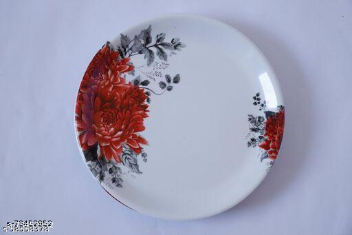 Revivo 6x 11 Inch Colorful flower printed Dinner Plate / Party Plate / Lunch Plate / Plate Set of 6 (full plates). - REVIVO