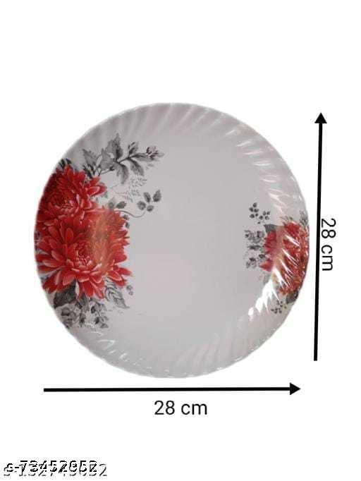 Revivo 6x 11 Inch Colorful flower printed Dinner Plate / Party Plate / Lunch Plate / Plate Set of 6 (full plates). - REVIVO