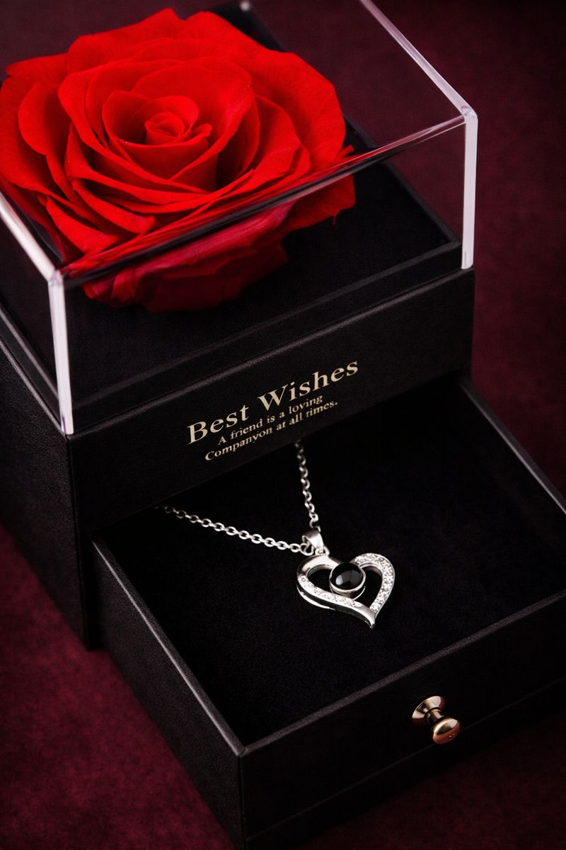Limited Stock Available Necklace With Rose Gift Boxx, Bag, Wish Card For Wife, Girlfriend, Sister, Mother, Friend Wedding Gift Anniversary Birthday Gift valentine's day Gift