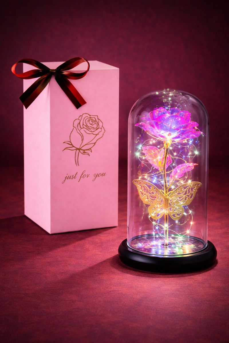 Rose Flower Gifts for Woman with Timer - Birthday, Anniversary Flowers Gifts for Mom Wife from Daughter Son Husband, Enchanted Glass Rose Grandma Mom Gifts for Mothers Day - Savéra collection