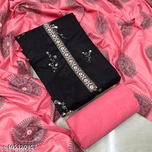 Girl's And Women's Cotton Print 3 Pcs Unstitched Salwar Suit Material - Dress Material - amamestyle