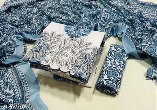 Stylish Fancy Unstitched Pure Cotton Salwar Suit Material With Cotton Dupatta - amamestyle