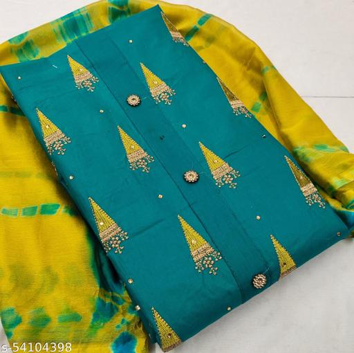 Women's Firozi Ethnic Motif Embroidered Cotton Suits & Dress Materials - amamestyle